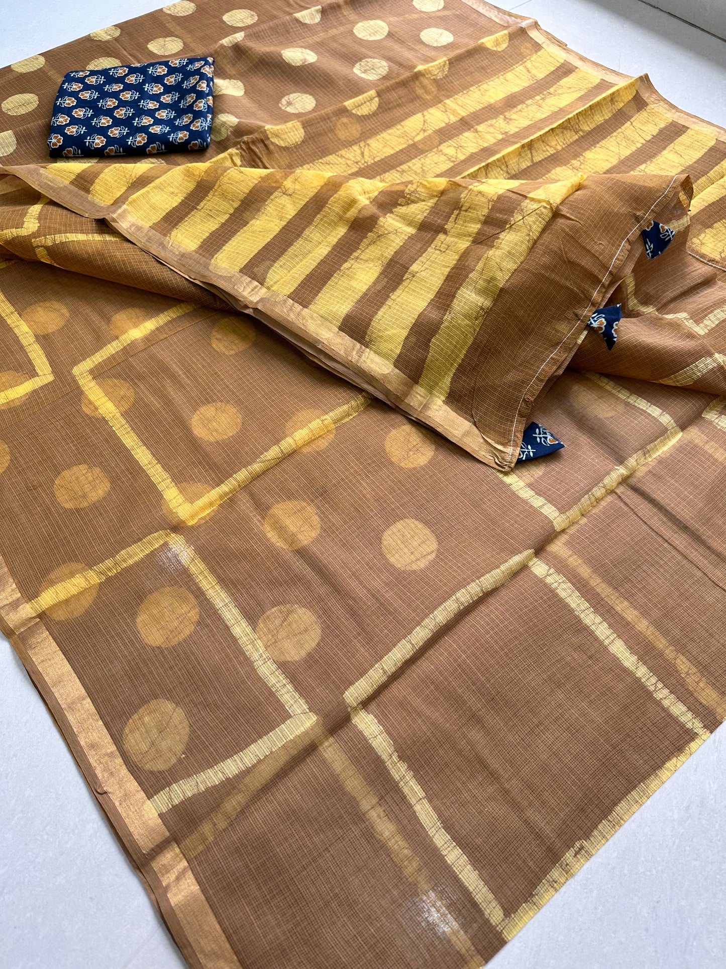 Pure HandBlock Printed Kota Cotton Doria Saree