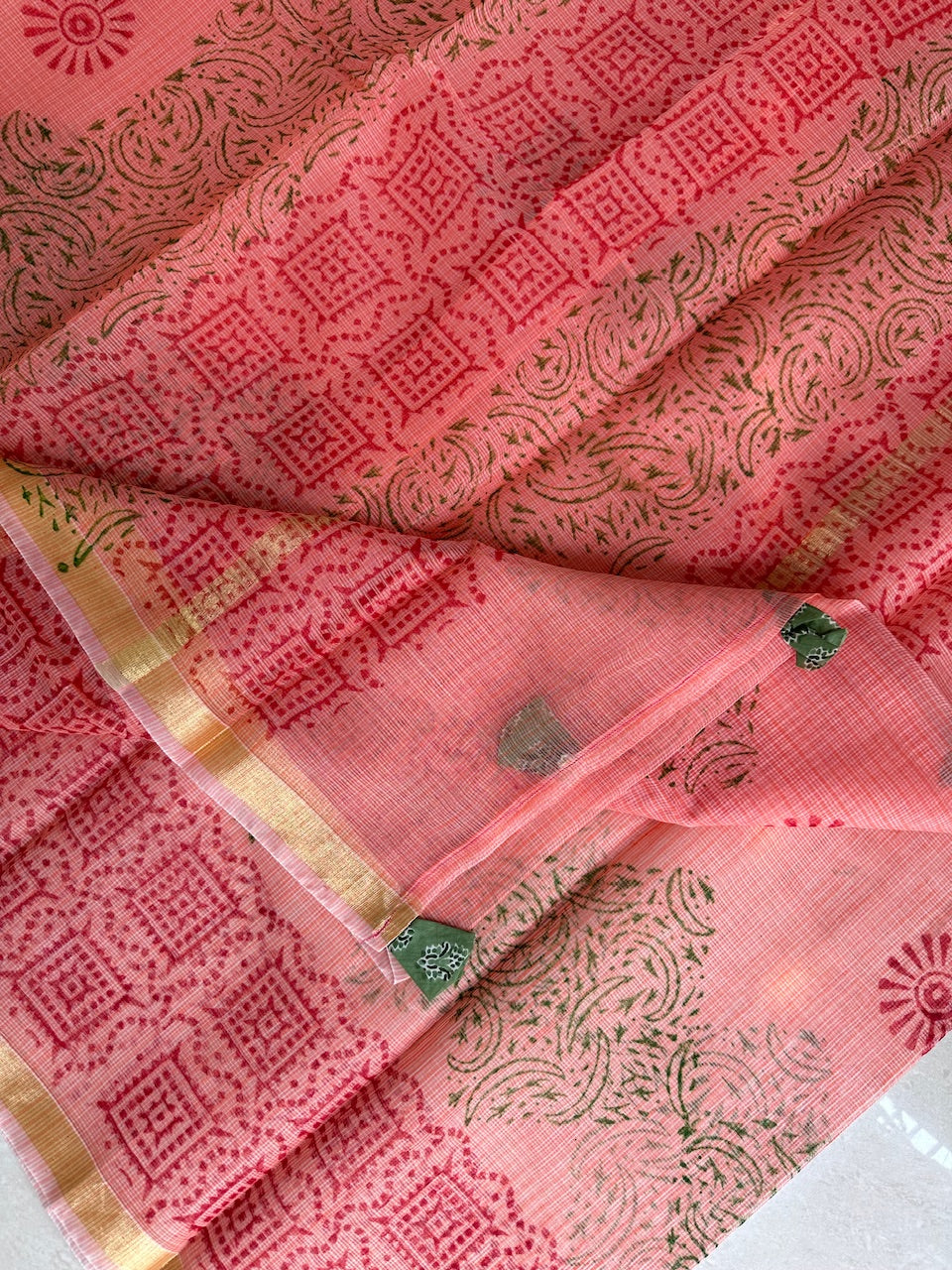 HandBlock Printed Kota Cotton Doria Saree