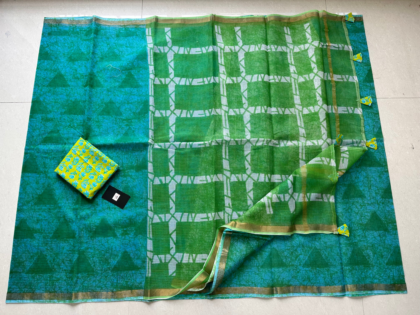 Pure HandBlock Printed Kota Cotton Doria Saree