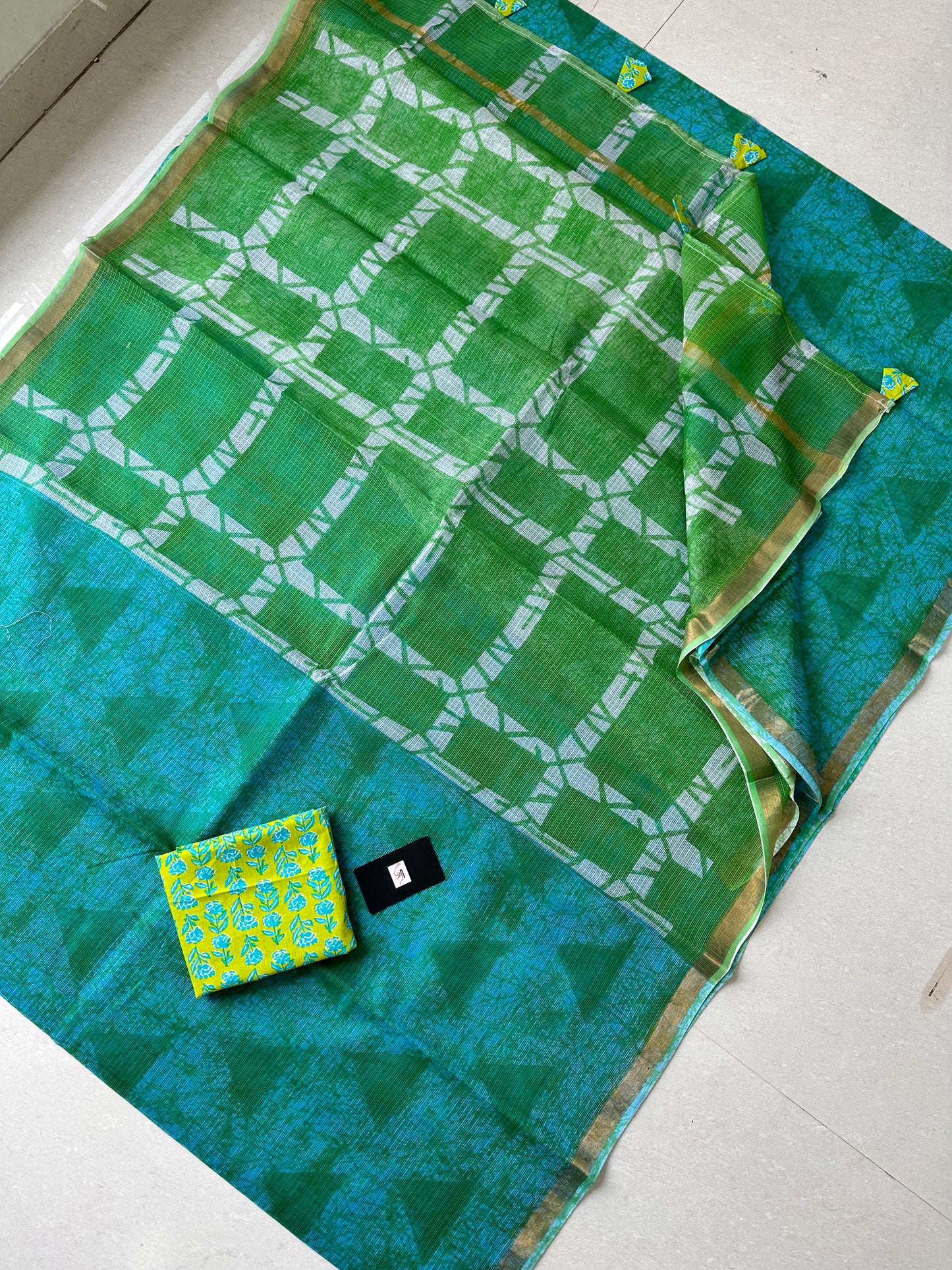 Pure HandBlock Printed Kota Cotton Doria Saree