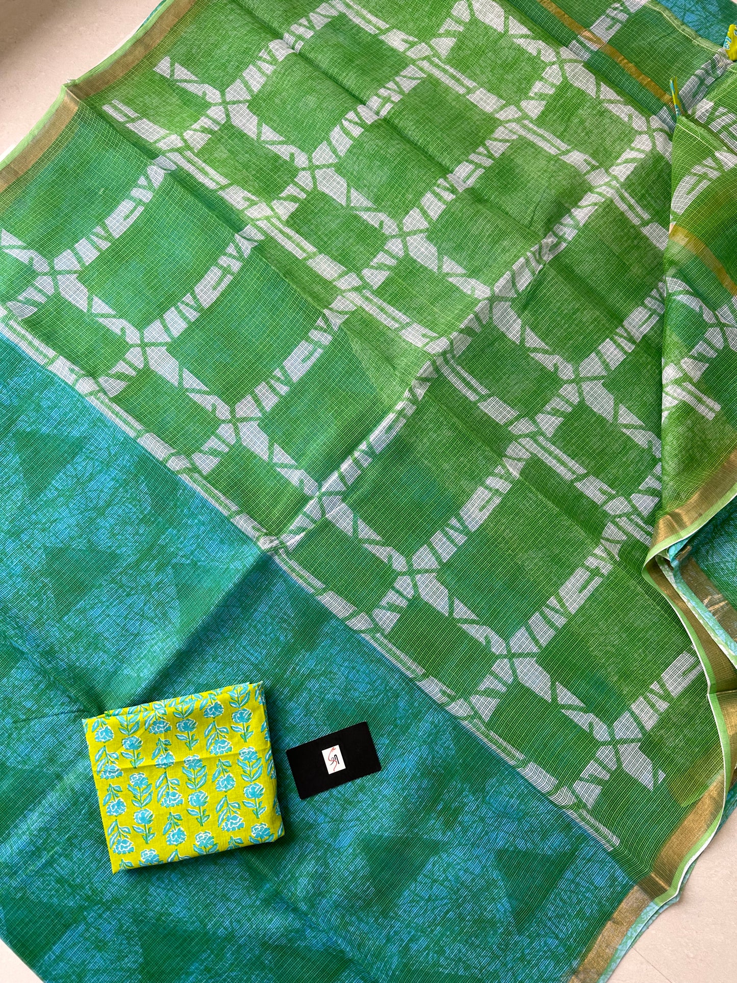 Pure HandBlock Printed Kota Cotton Doria Saree