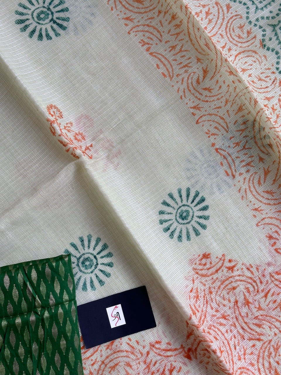 HandBlock Printed Kota Cotton Doria Saree