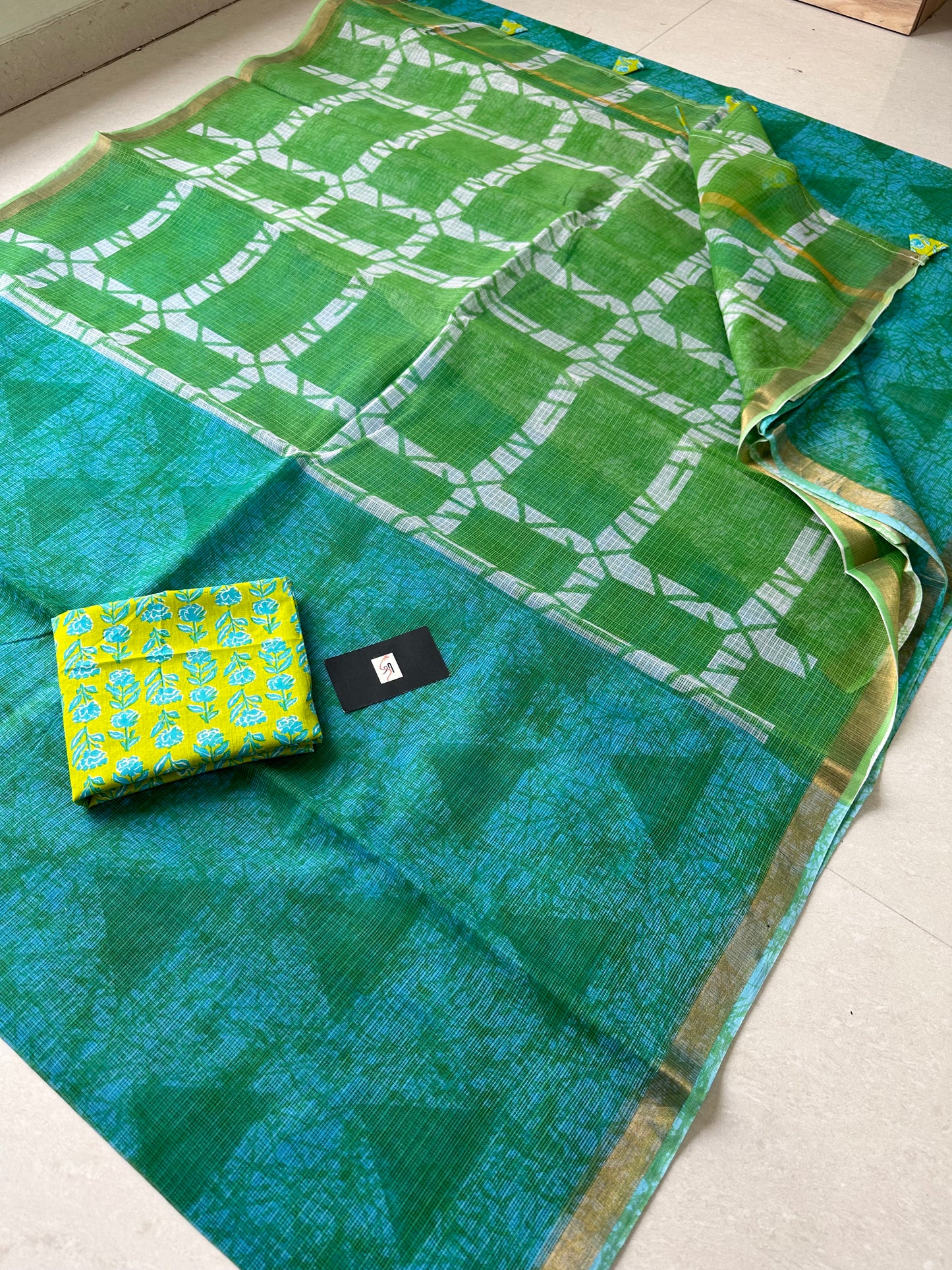 Pure HandBlock Printed Kota Cotton Doria Saree