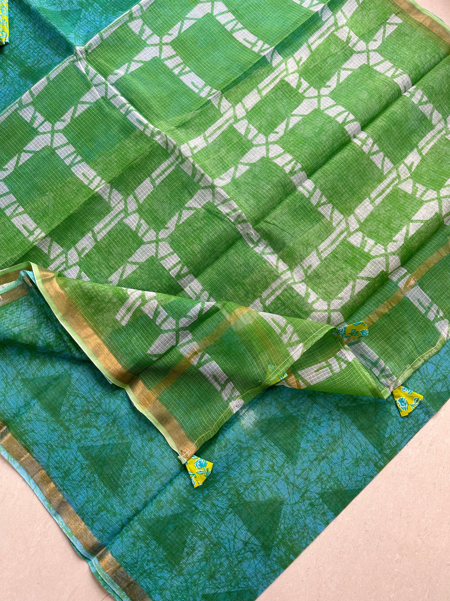 Pure HandBlock Printed Kota Cotton Doria Saree