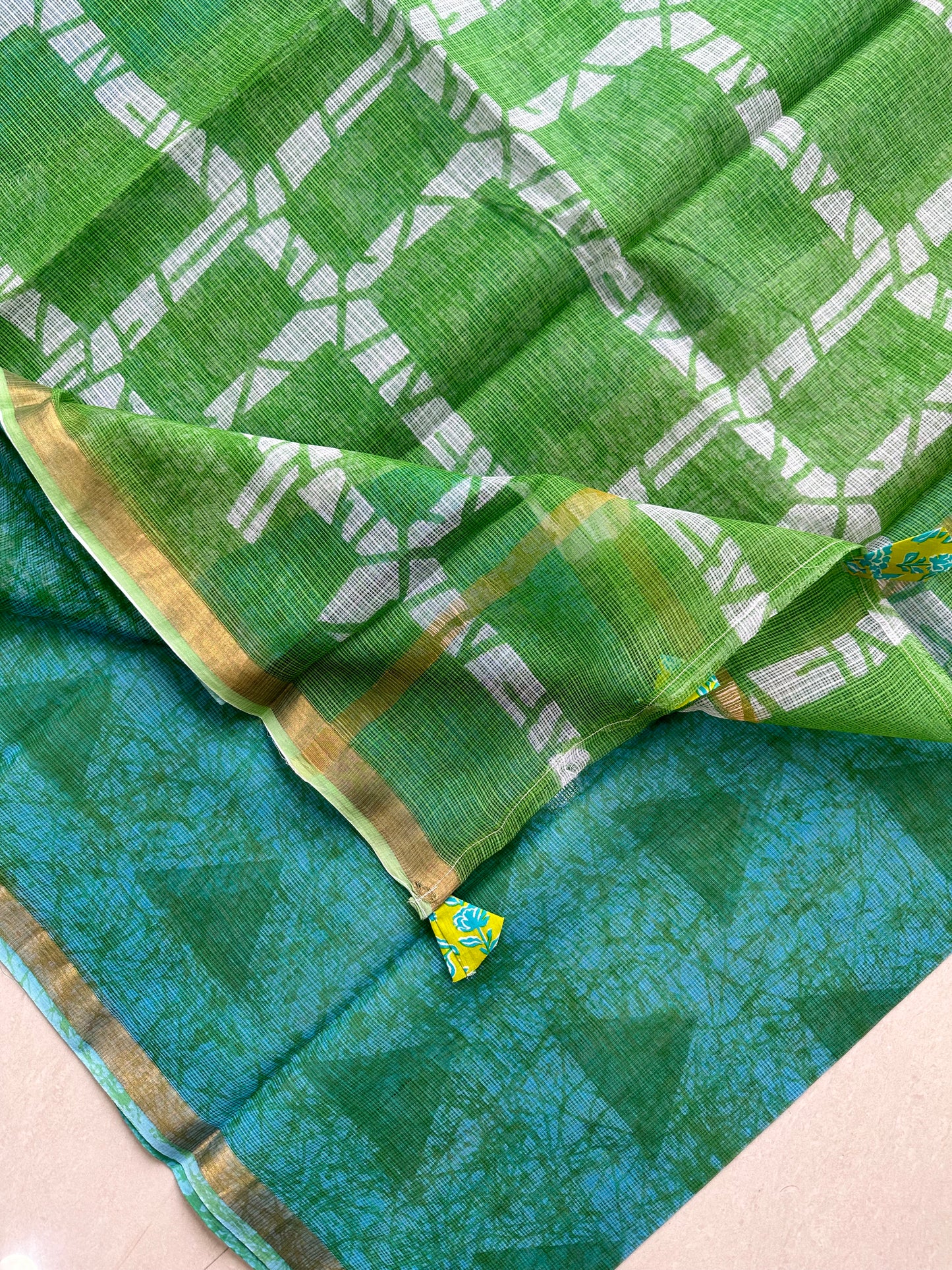 Pure HandBlock Printed Kota Cotton Doria Saree