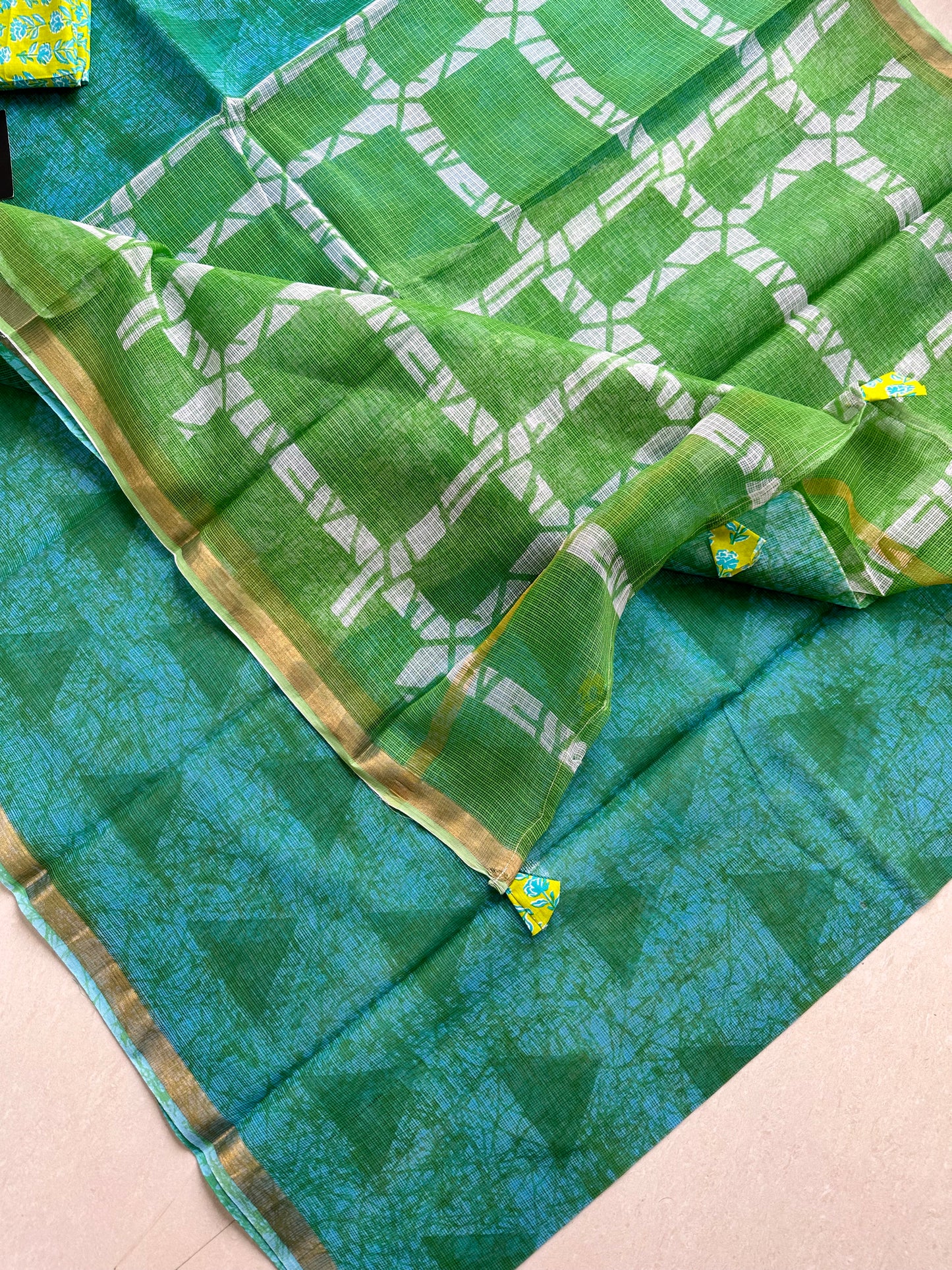 Pure HandBlock Printed Kota Cotton Doria Saree