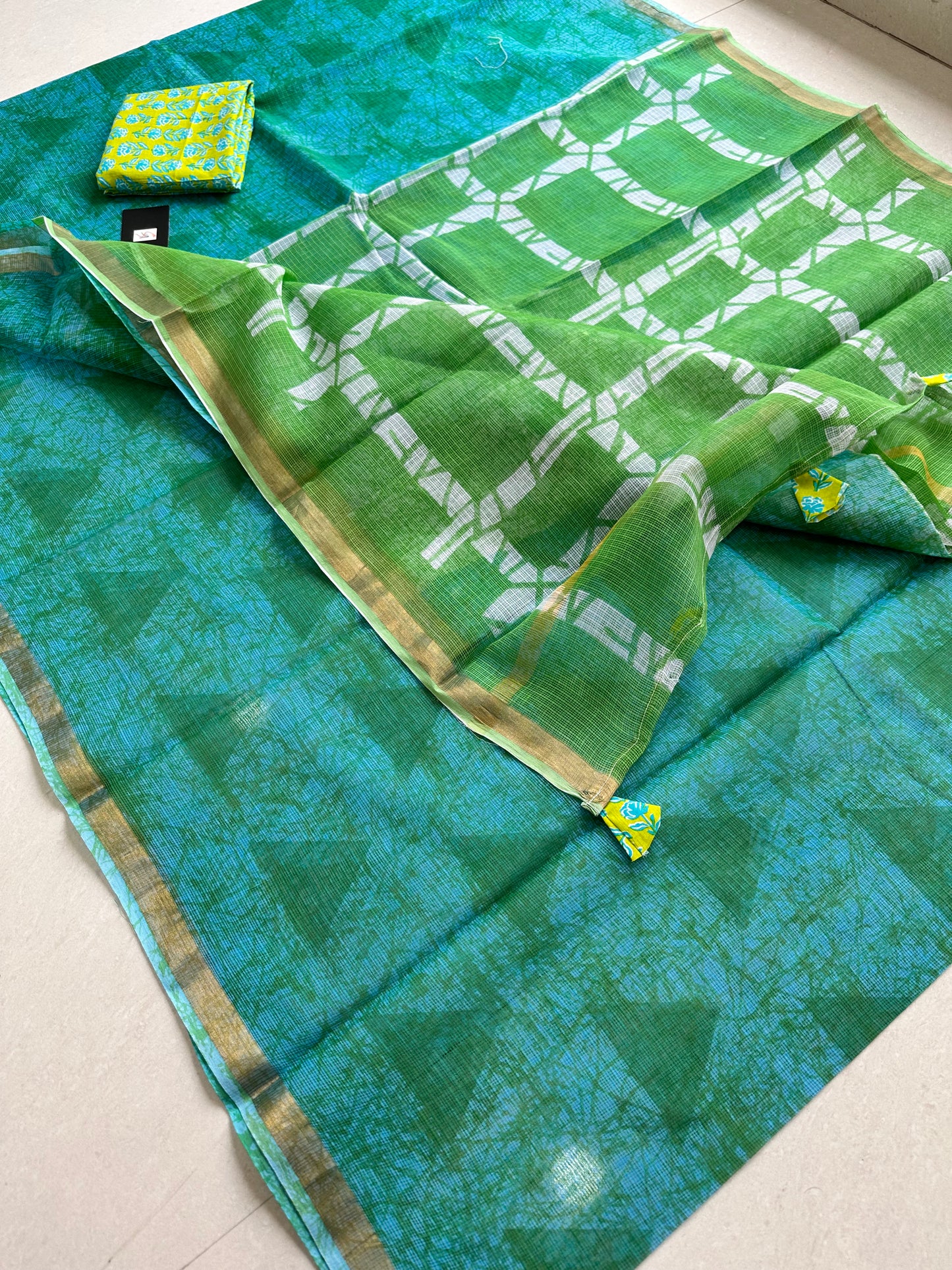 Pure HandBlock Printed Kota Cotton Doria Saree