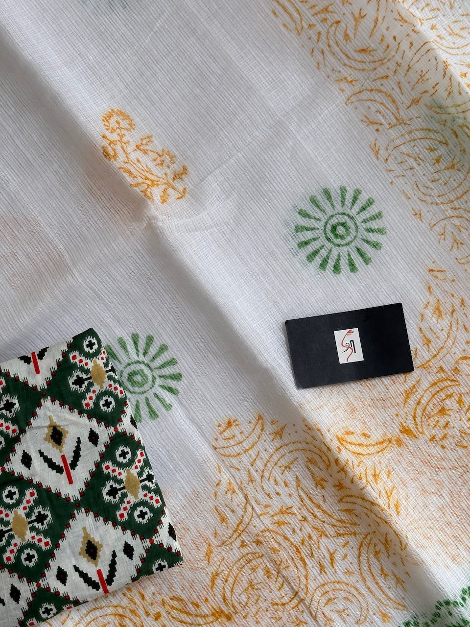 HandBlock Printed Kota Cotton Doria Saree