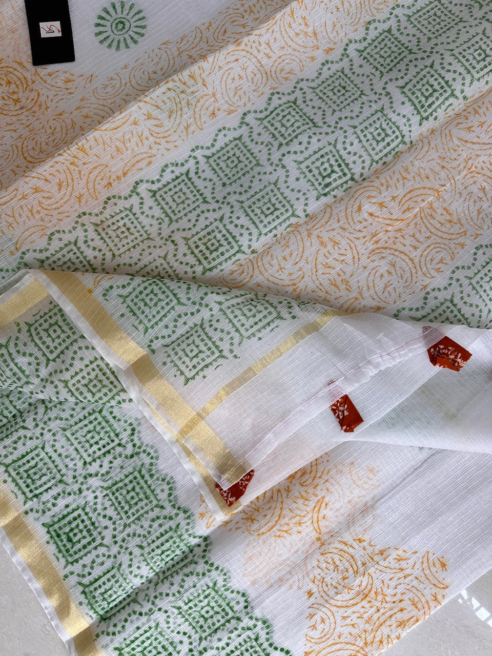 HandBlock Printed Kota Cotton Doria Saree