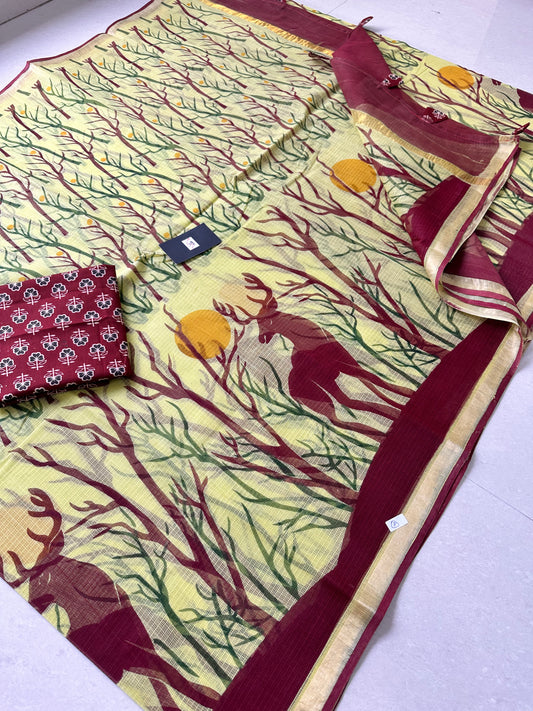 Pure Digital Printed Kota Cotton Doria Saree