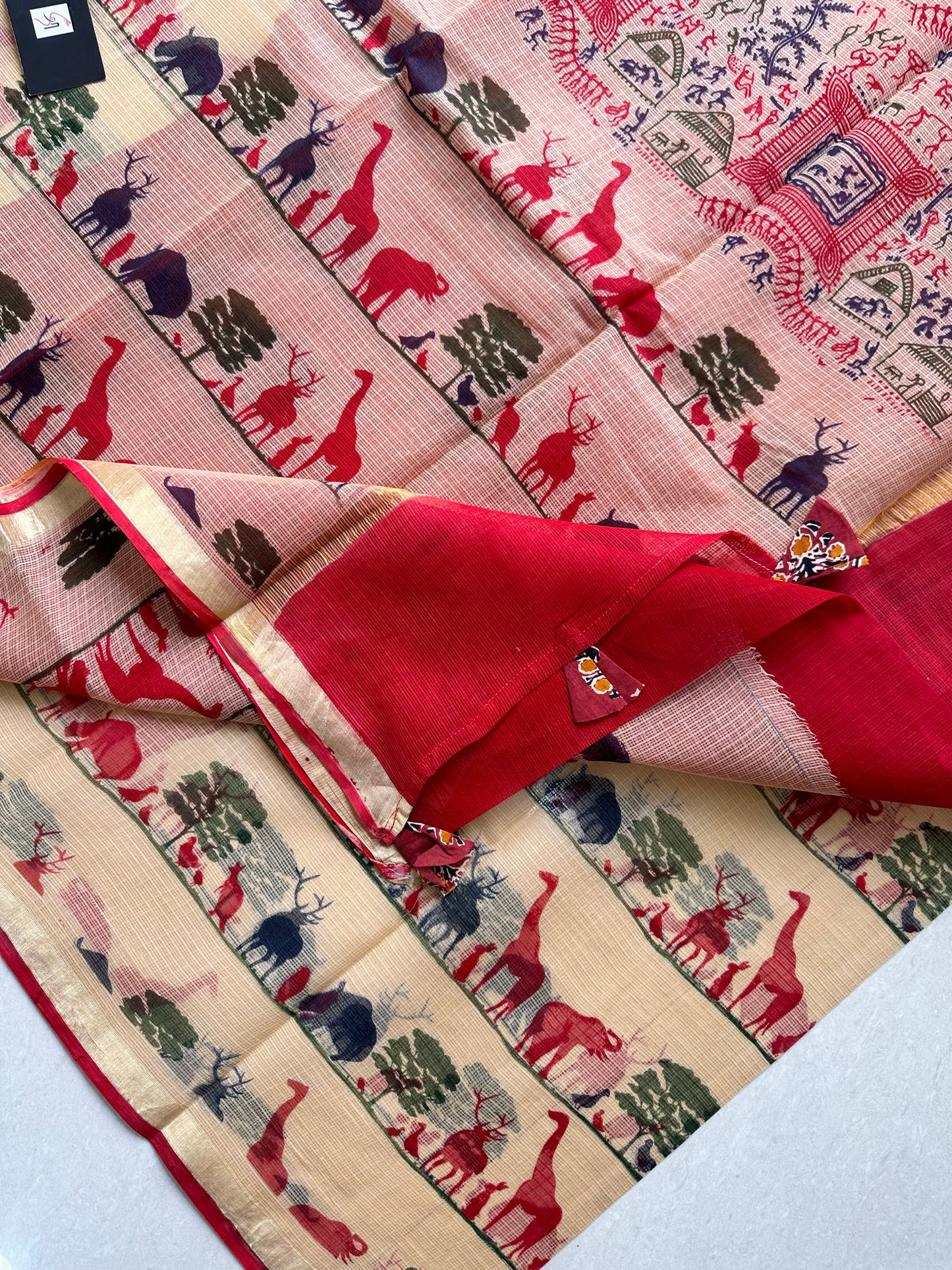 Pure HandBlock Printed Kota Cotton Doria Saree