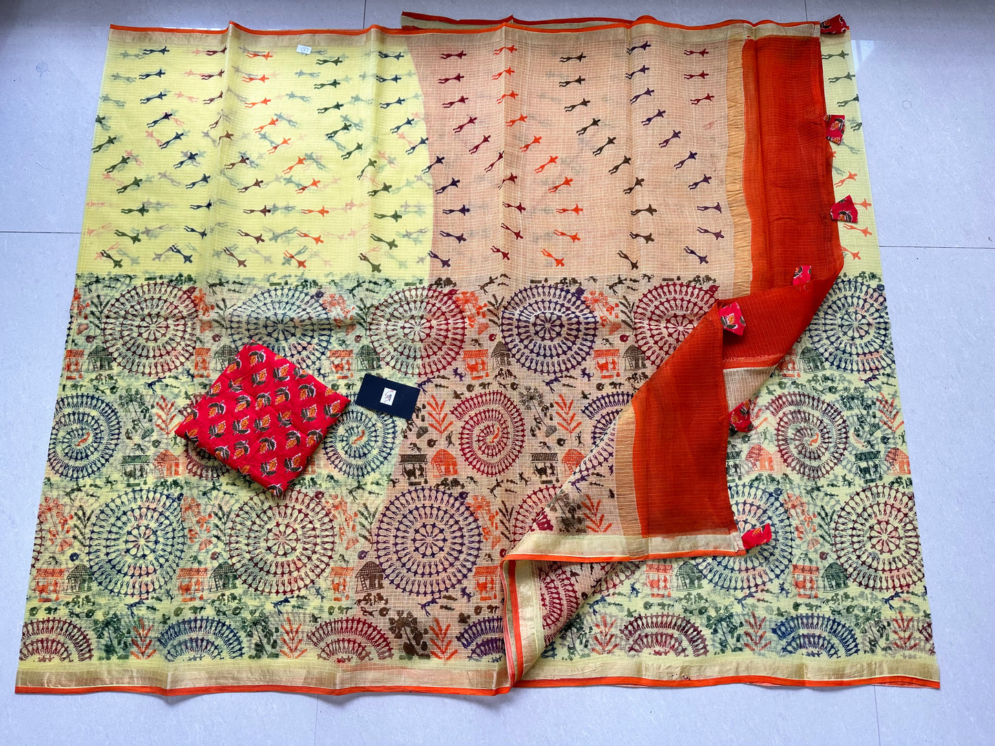 Pure HandBlock Printed Kota Cotton Doria Saree