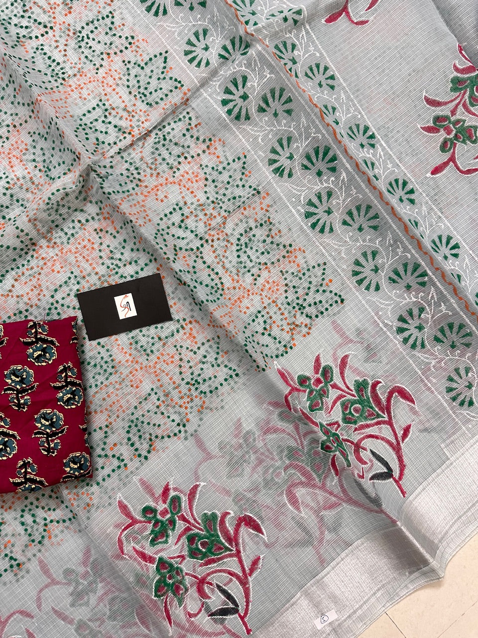 HandBlock Printed Kota Cotton Doria Saree