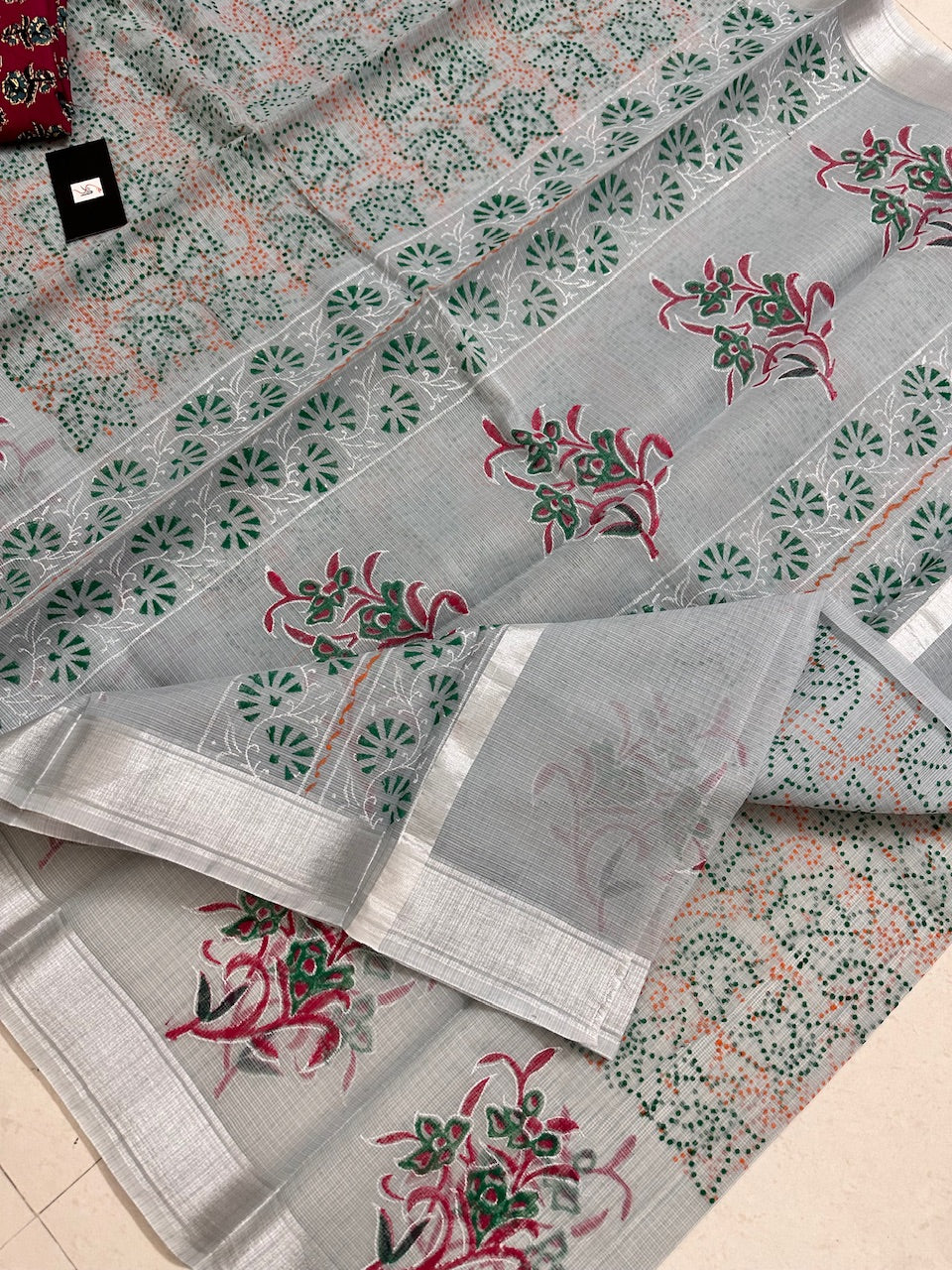 HandBlock Printed Kota Cotton Doria Saree