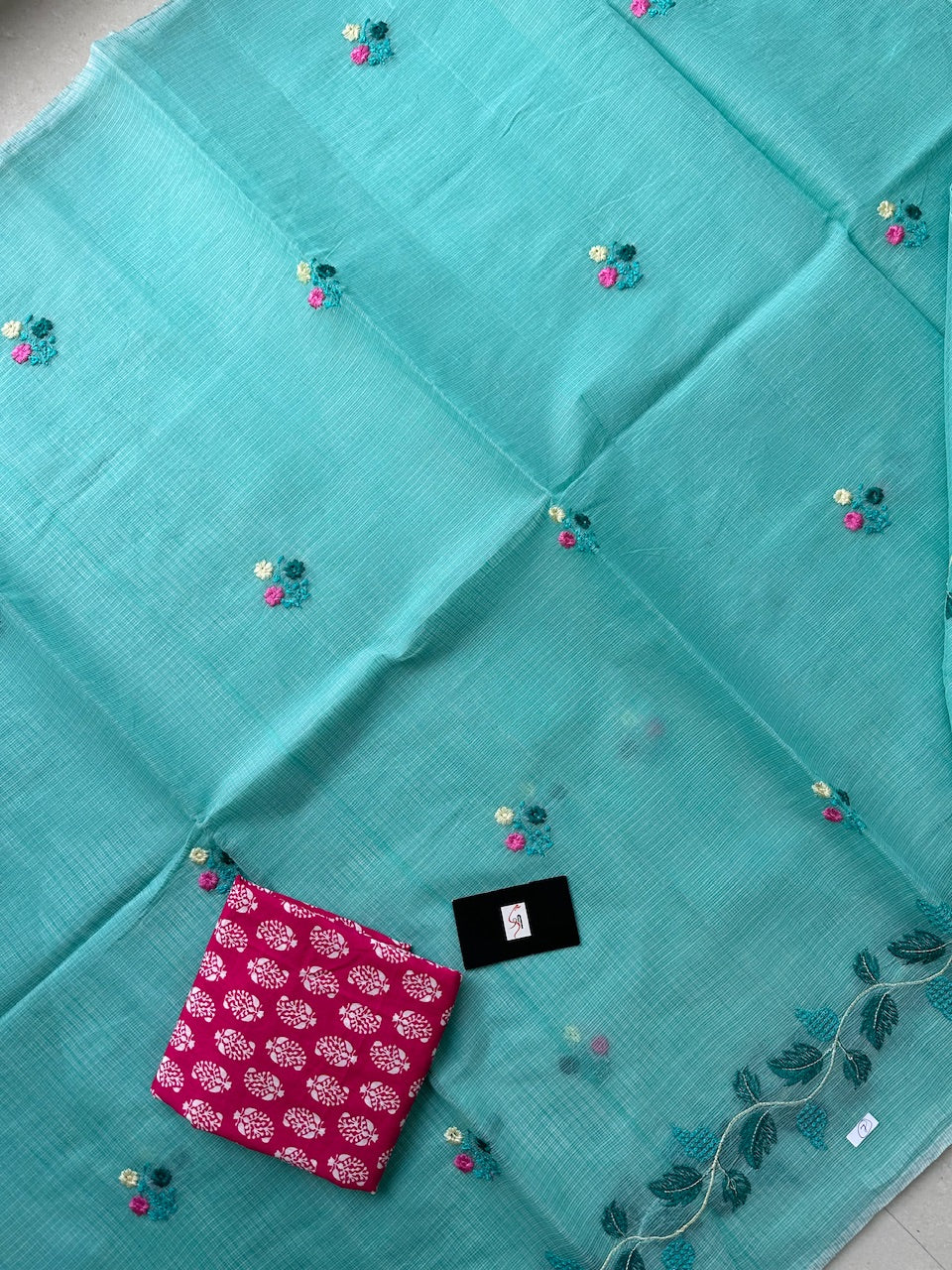 Embroidered Kota Cotton Doria Saree