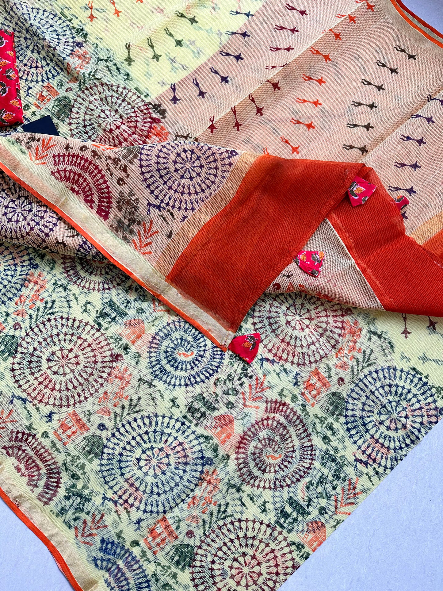 Pure HandBlock Printed Kota Cotton Doria Saree