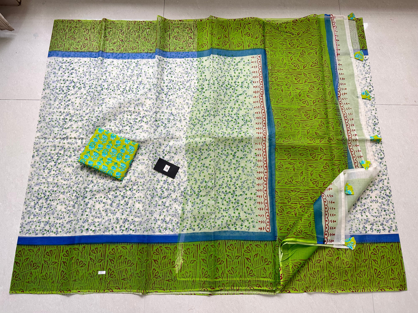 Pure HandBlock Printed Kota Cotton Doria Saree