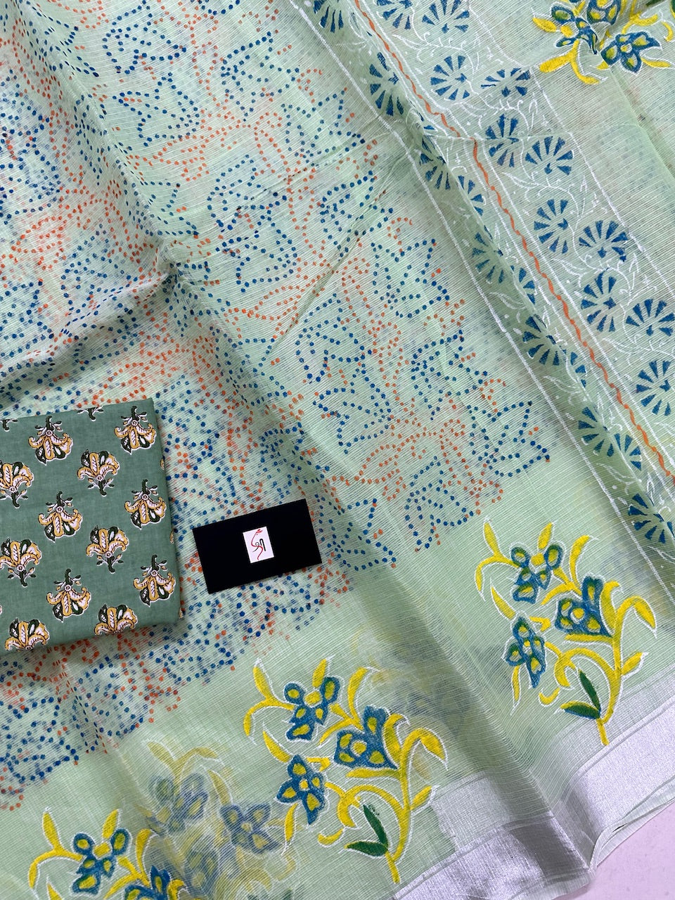 HandBlock Printed Kota Cotton Doria Saree