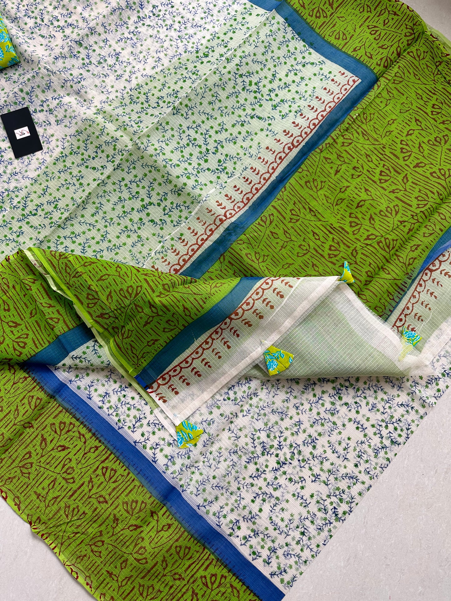 Pure HandBlock Printed Kota Cotton Doria Saree