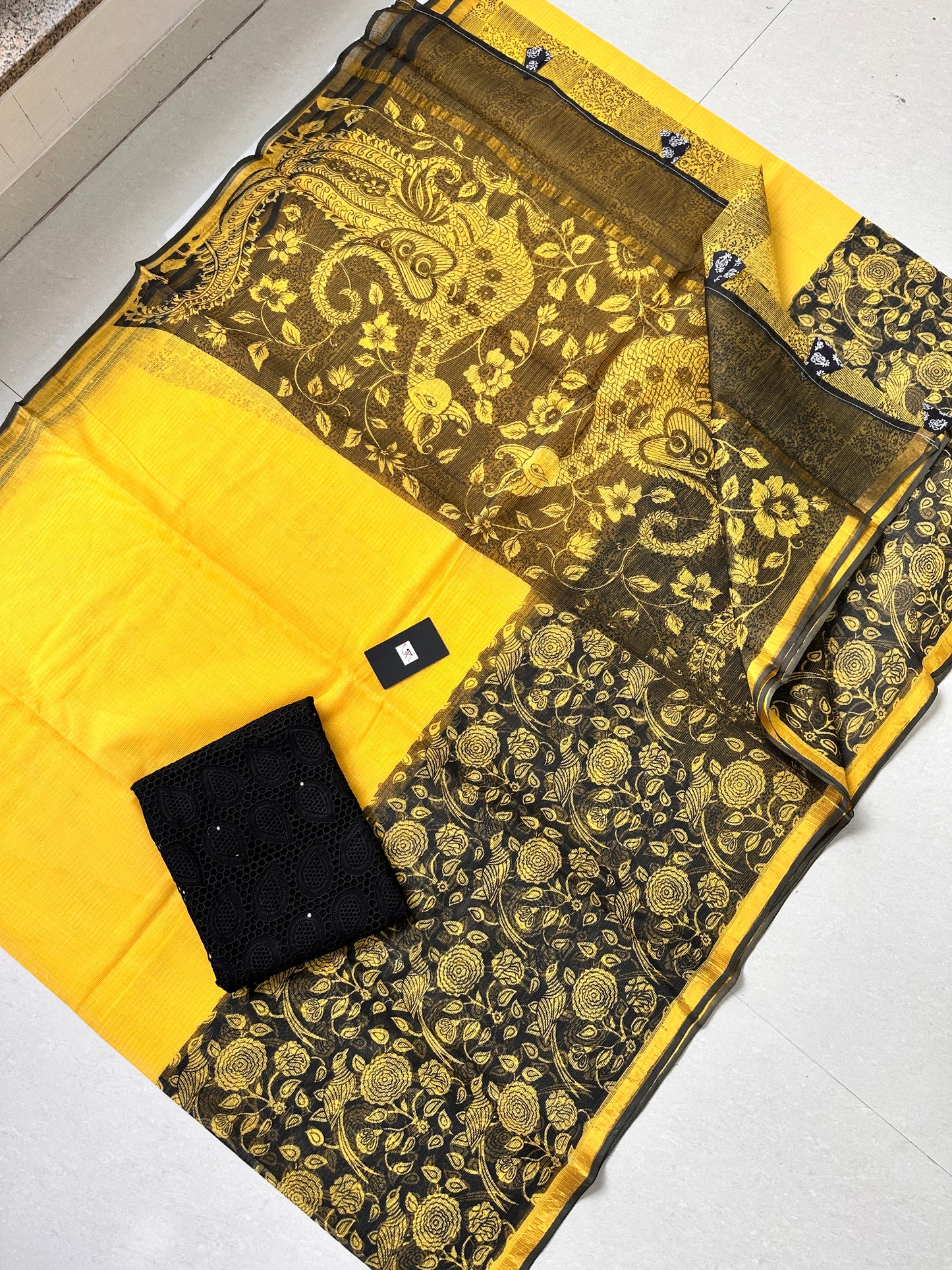 Pure HandBlock Printed Kota Cotton Doria Saree