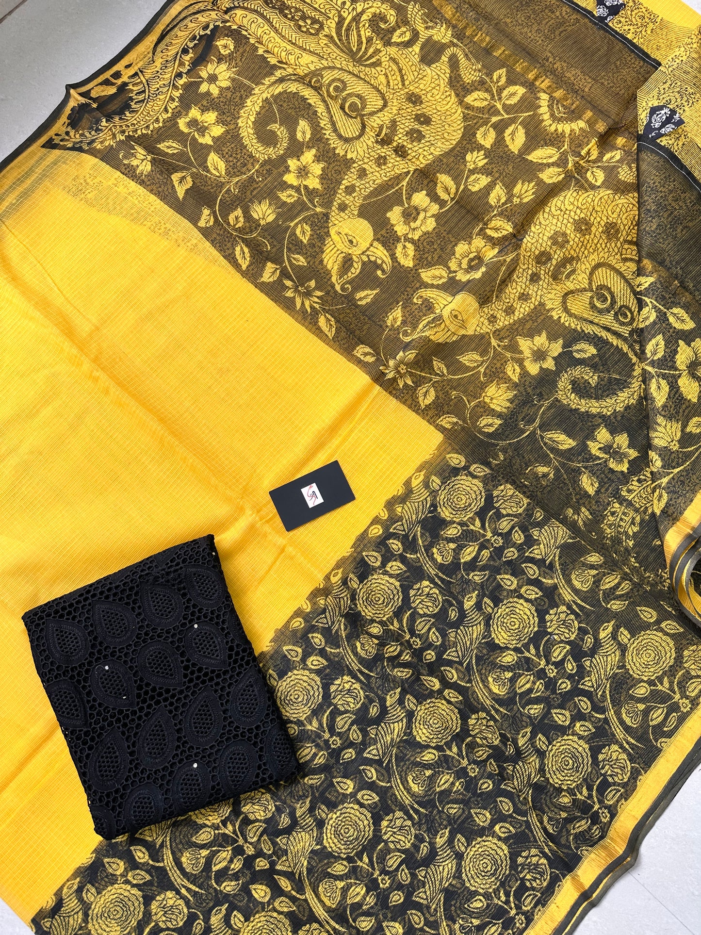 Pure HandBlock Printed Kota Cotton Doria Saree