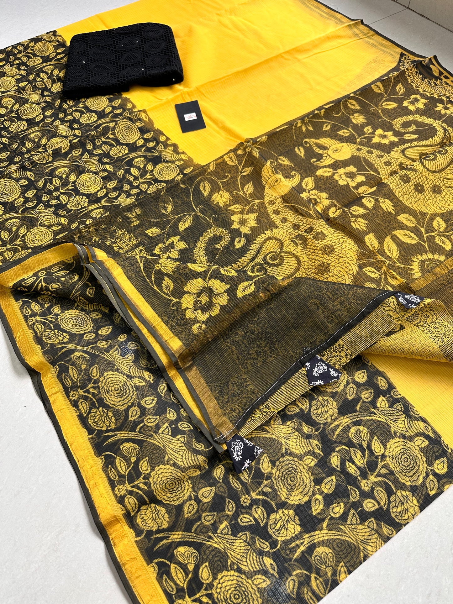 Pure HandBlock Printed Kota Cotton Doria Saree