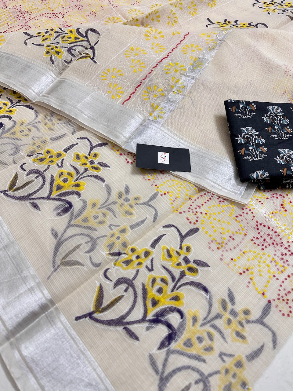 HandBlock Printed Kota Cotton Doria Saree