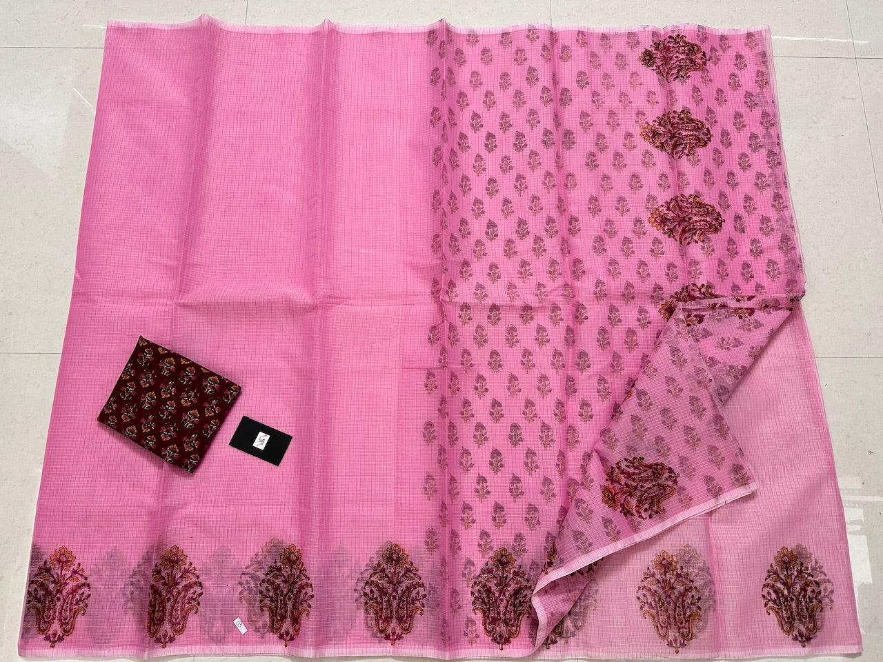 HandBlock Printed Kota Cotton Doria Saree