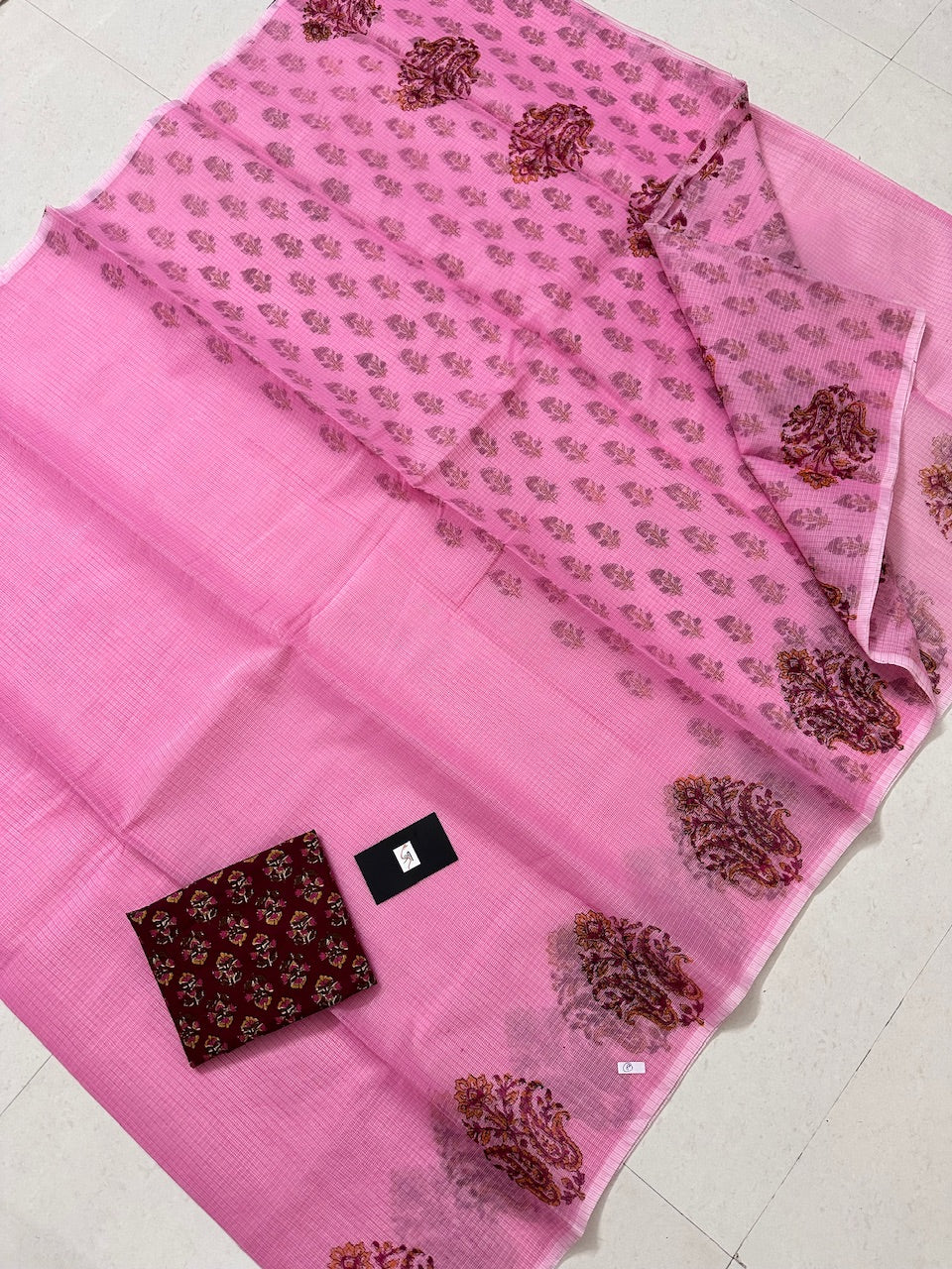 HandBlock Printed Kota Cotton Doria Saree