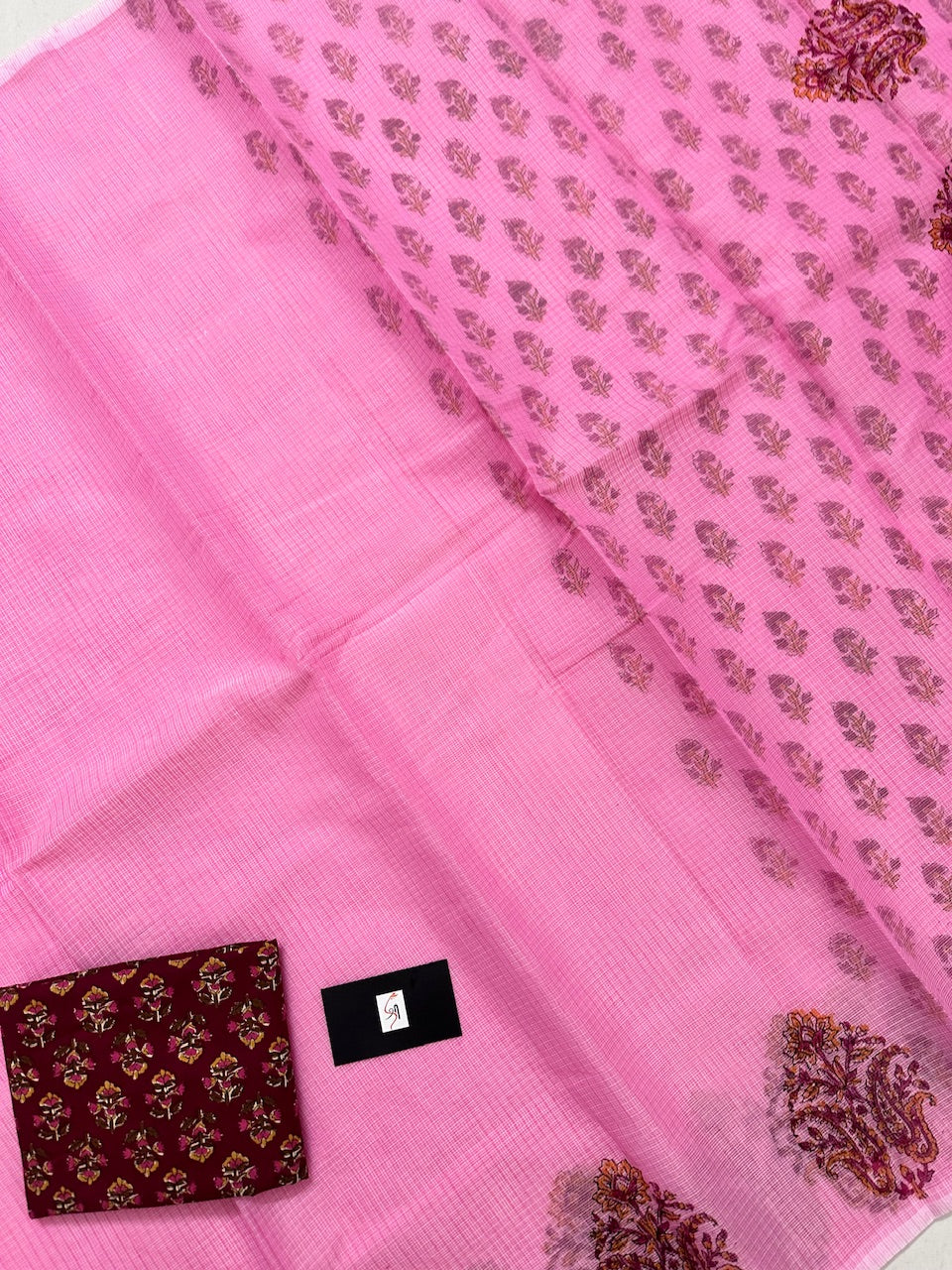 HandBlock Printed Kota Cotton Doria Saree