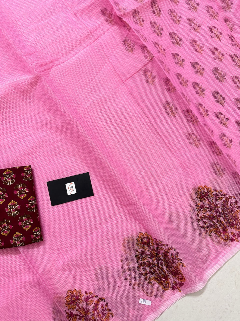 HandBlock Printed Kota Cotton Doria Saree