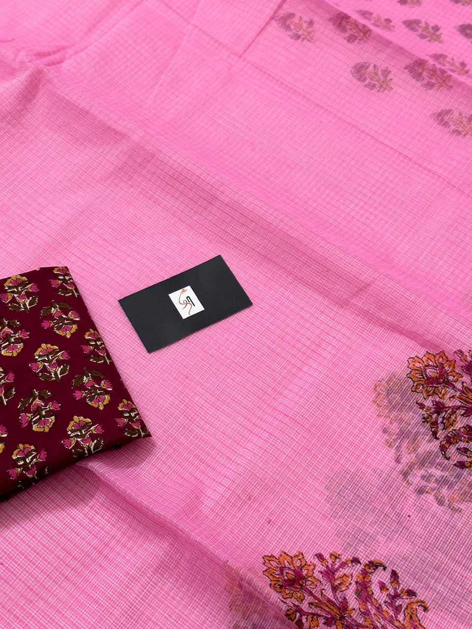 HandBlock Printed Kota Cotton Doria Saree