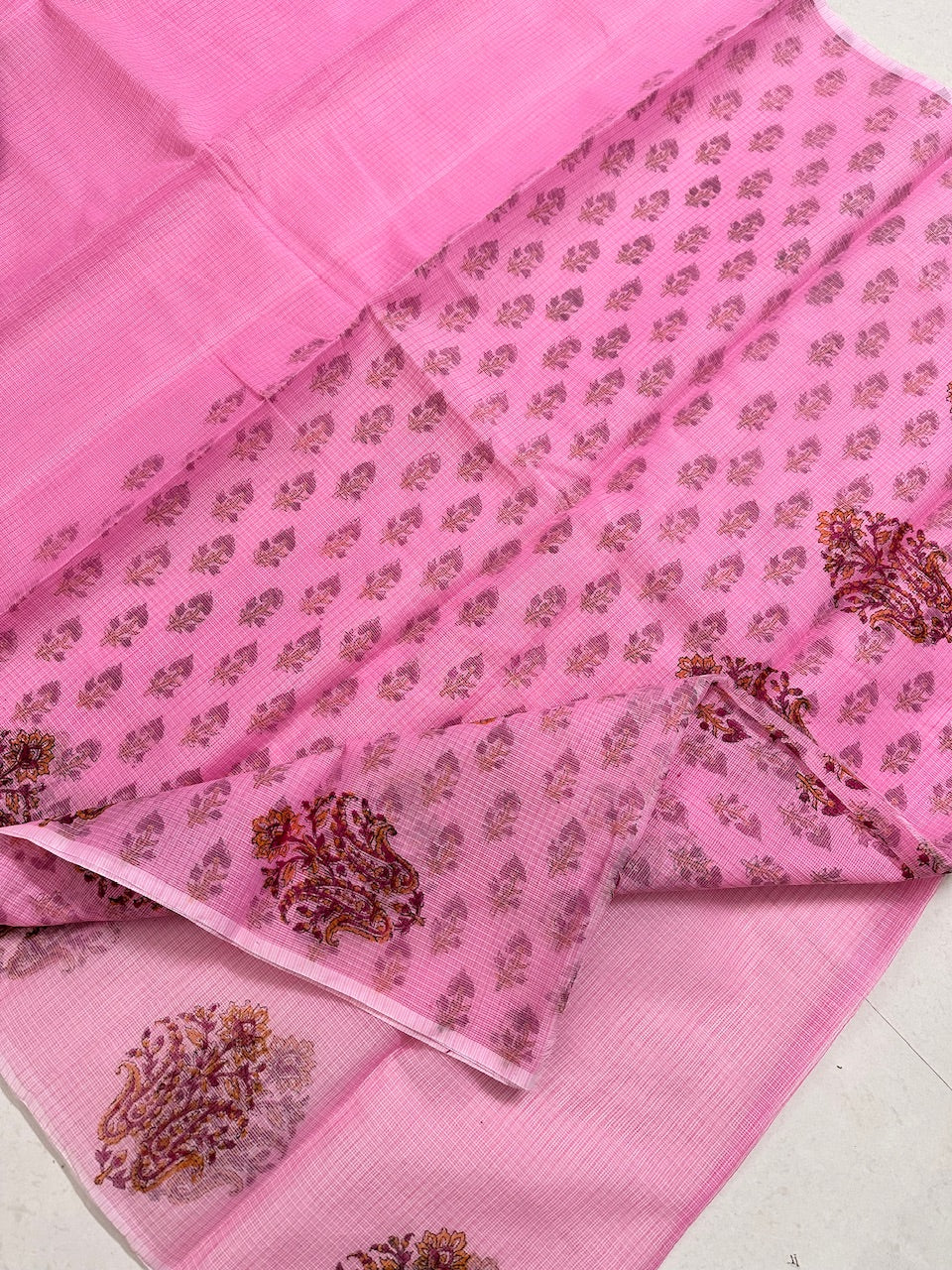 HandBlock Printed Kota Cotton Doria Saree