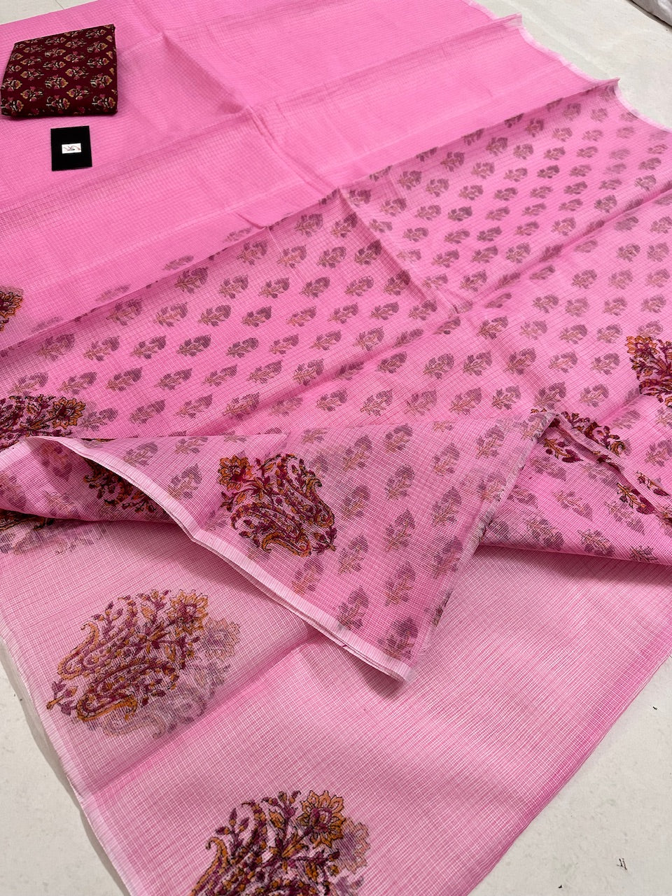 HandBlock Printed Kota Cotton Doria Saree