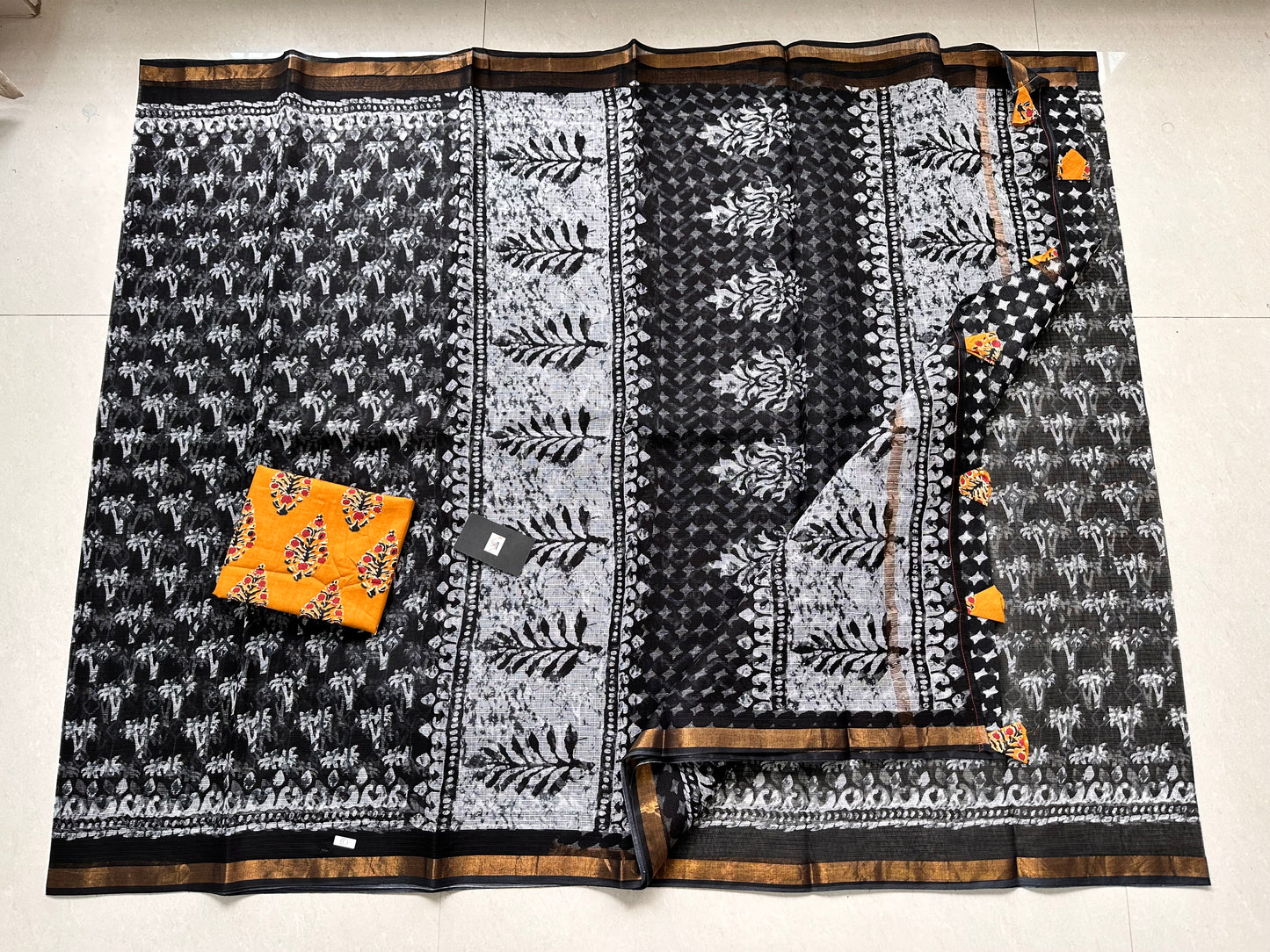 Pure HandBlock Printed Kota Cotton Doria Saree