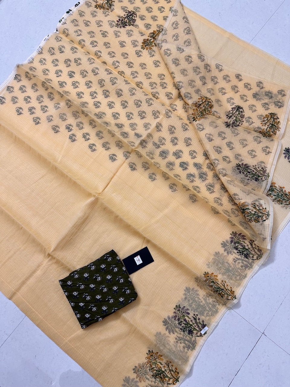 HandBlock Printed Kota Cotton Doria Saree