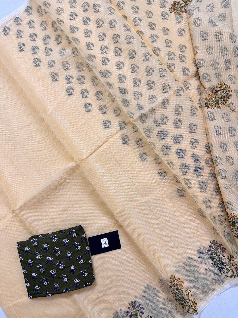 HandBlock Printed Kota Cotton Doria Saree