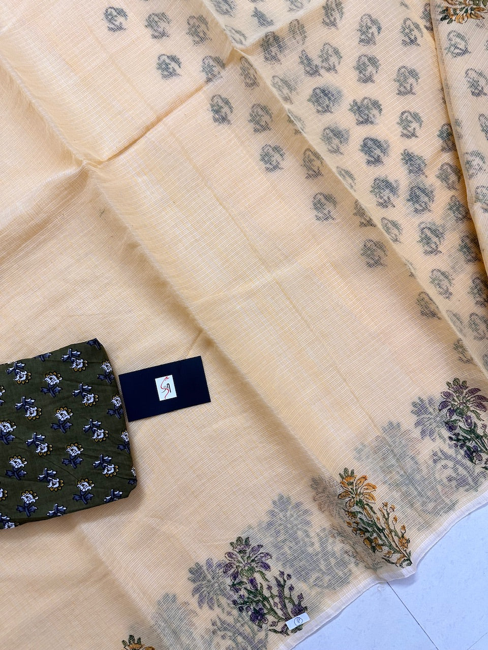 HandBlock Printed Kota Cotton Doria Saree