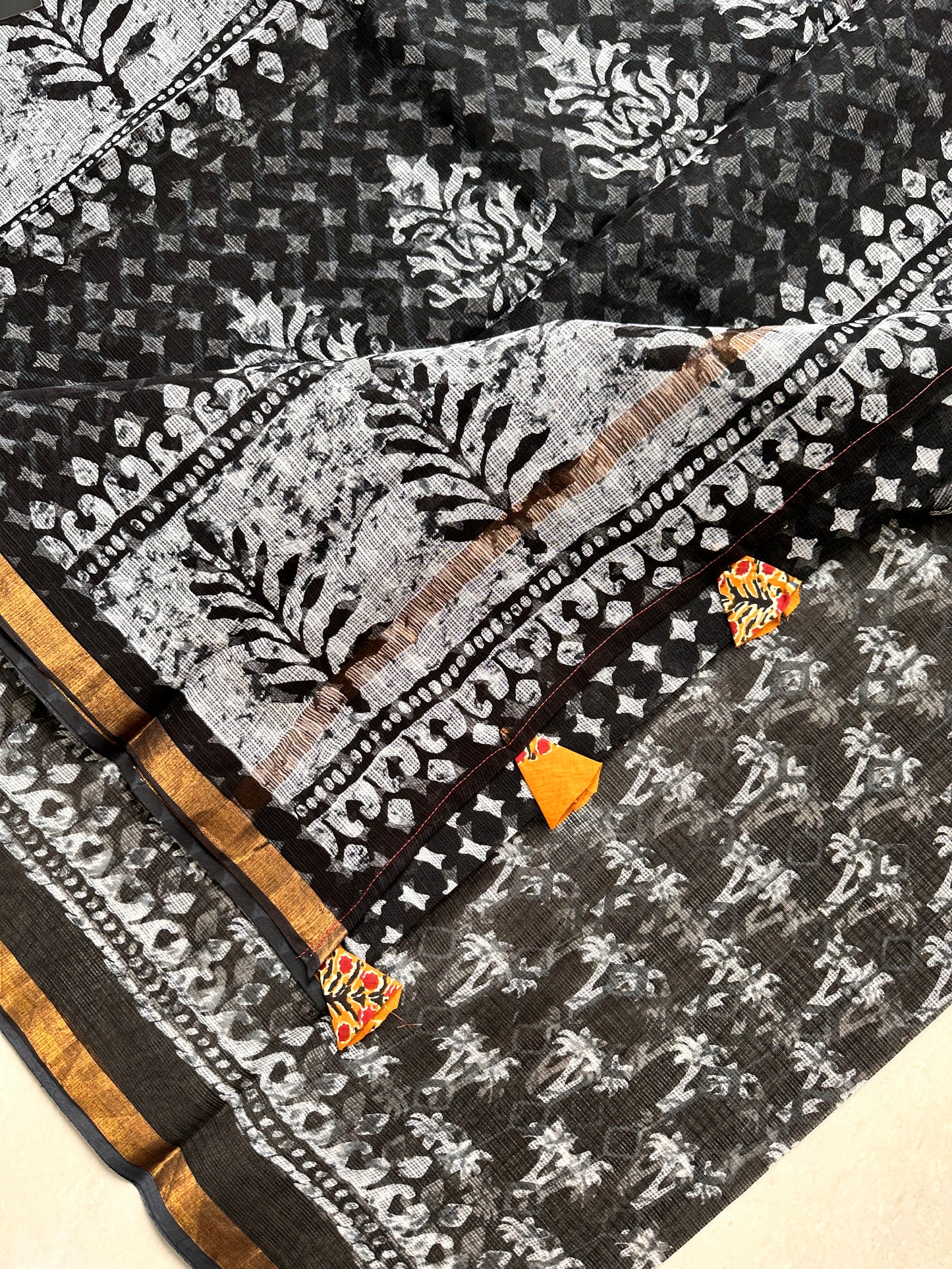 Pure HandBlock Printed Kota Cotton Doria Saree