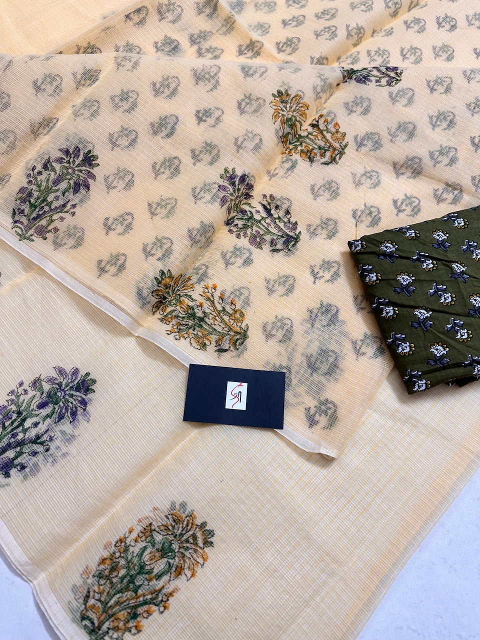 HandBlock Printed Kota Cotton Doria Saree