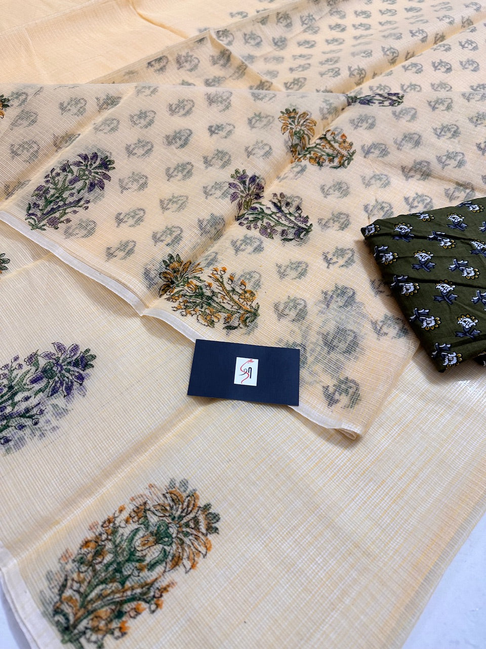 HandBlock Printed Kota Cotton Doria Saree