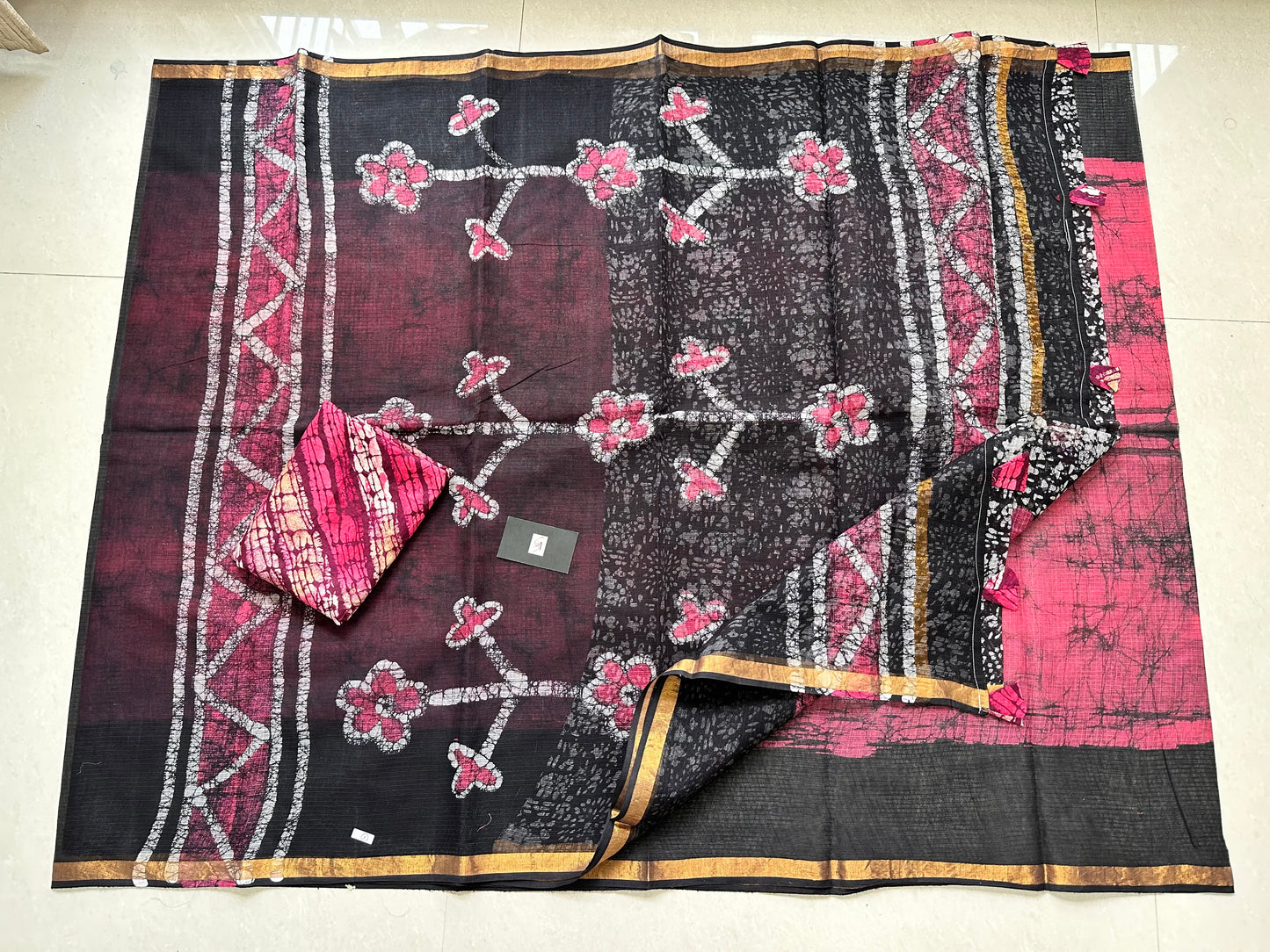 Pure HandBlock Printed Kota Cotton Doria Saree