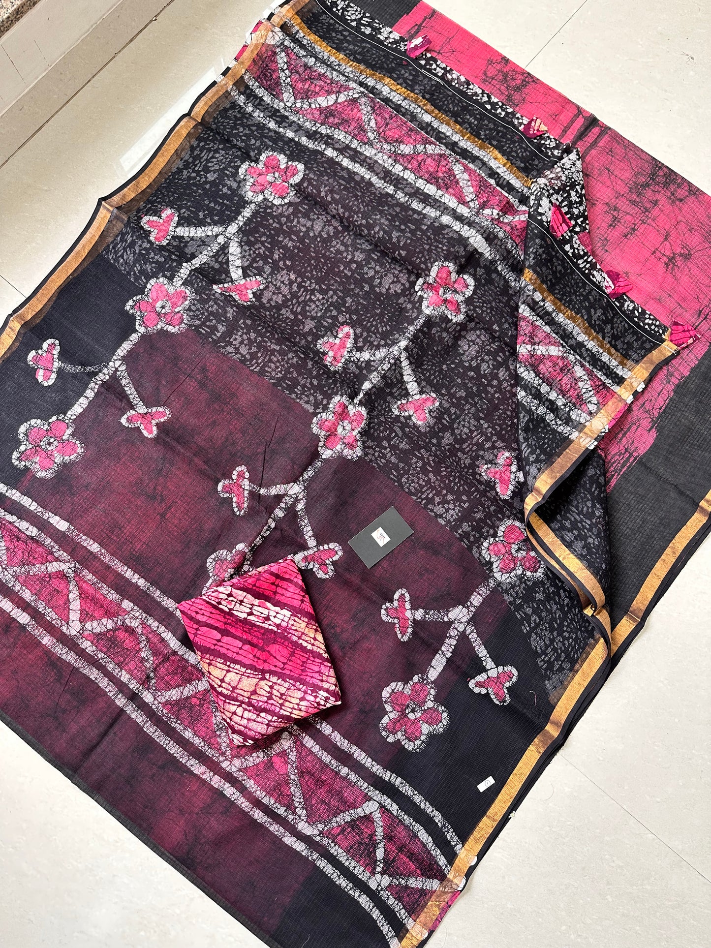 Pure HandBlock Printed Kota Cotton Doria Saree