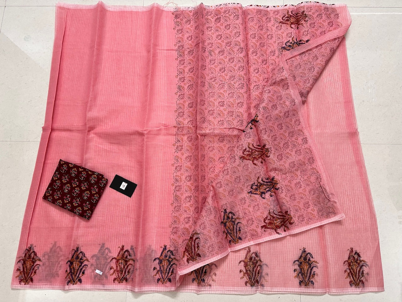 HandBlock Printed Kota Cotton Doria Saree