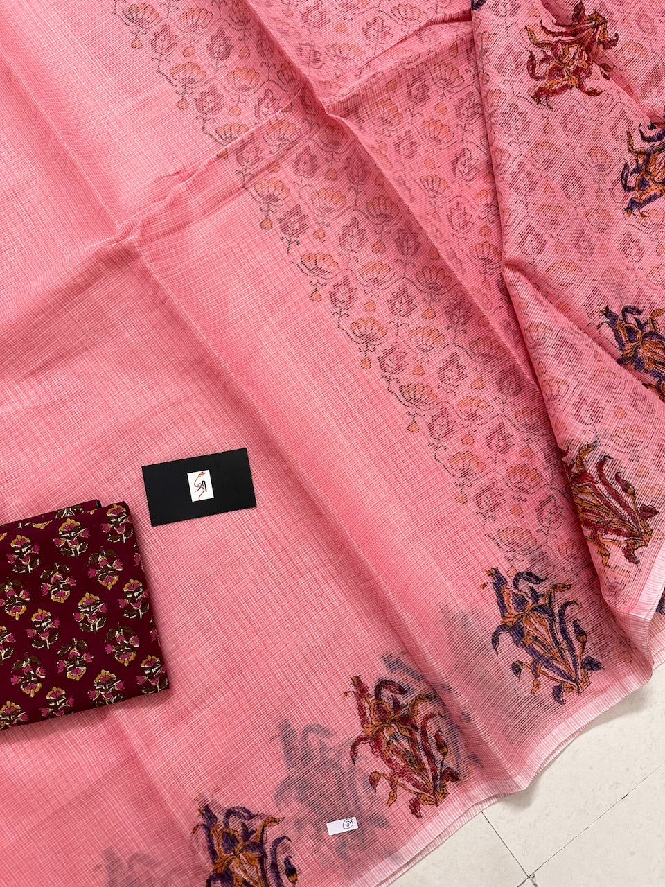 HandBlock Printed Kota Cotton Doria Saree