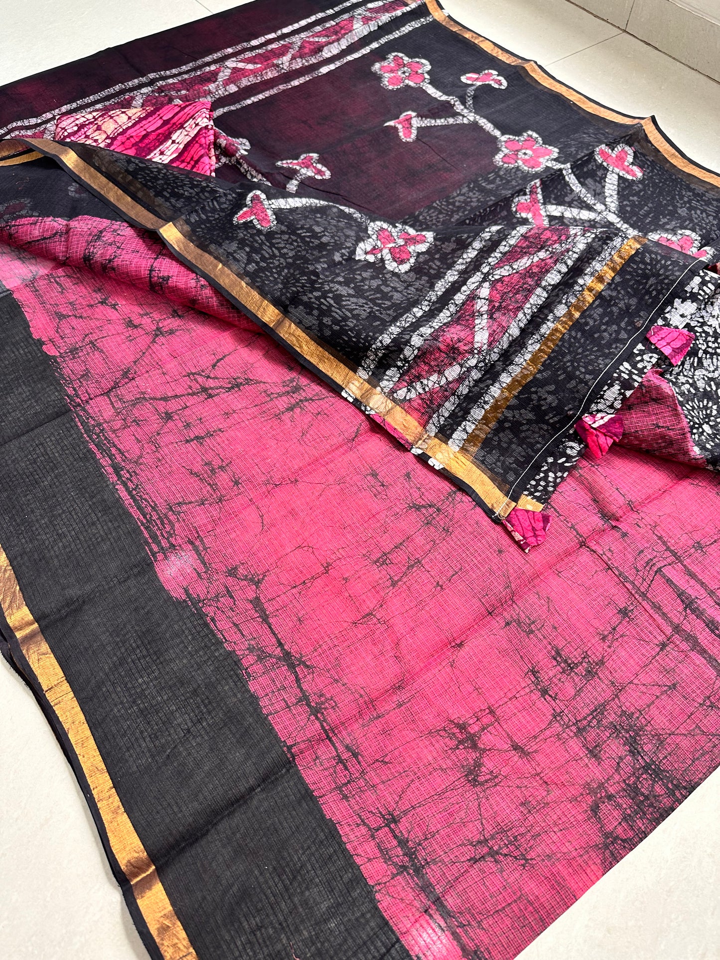 Pure HandBlock Printed Kota Cotton Doria Saree