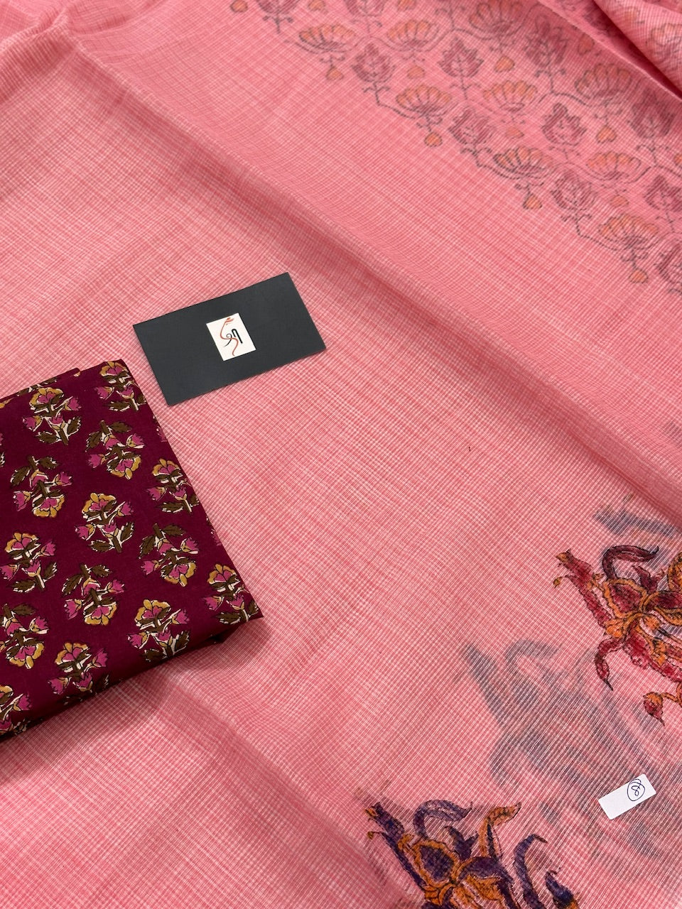 HandBlock Printed Kota Cotton Doria Saree