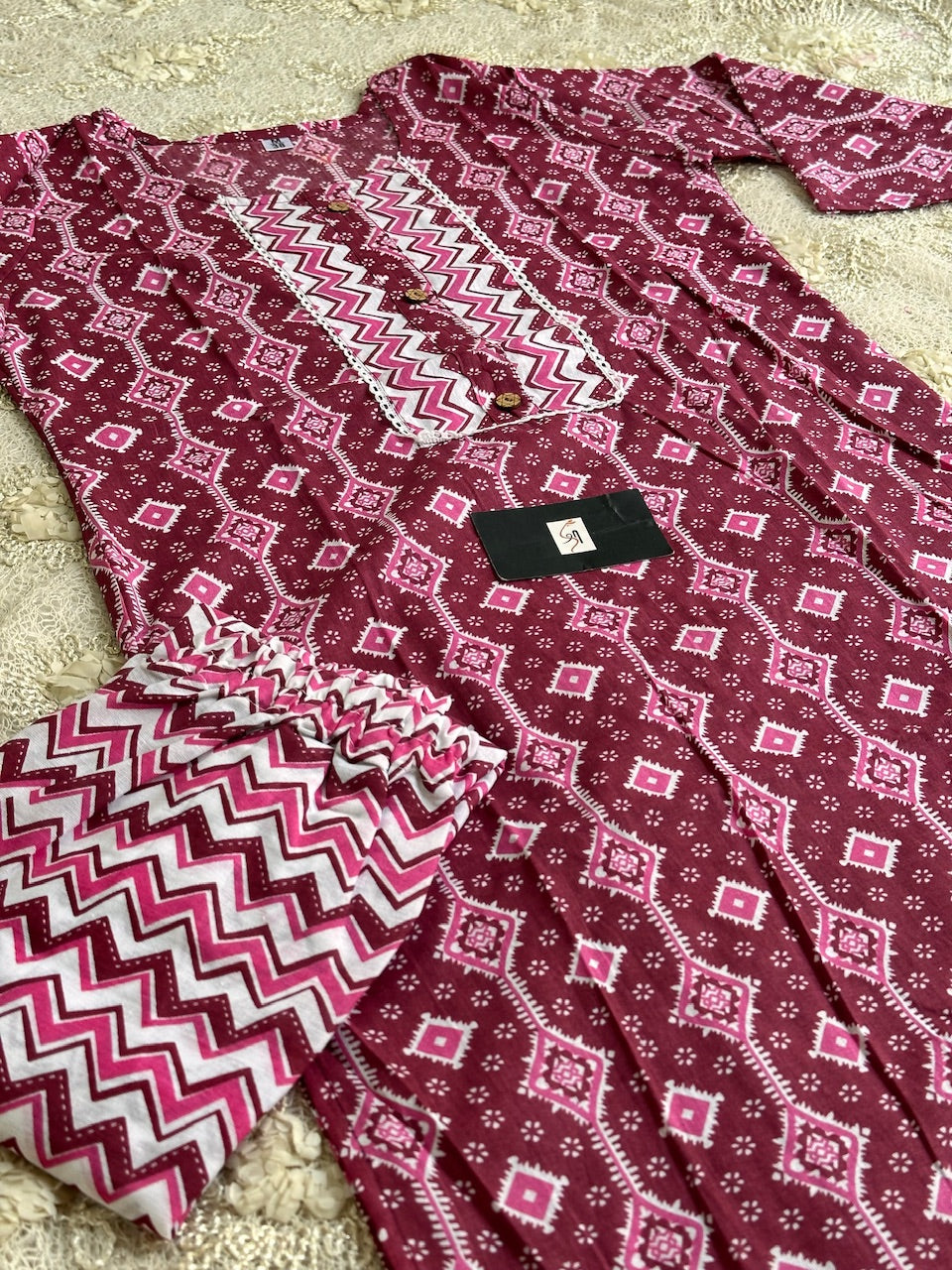 HandBlock Printed Cotton Kurta N Pant Set