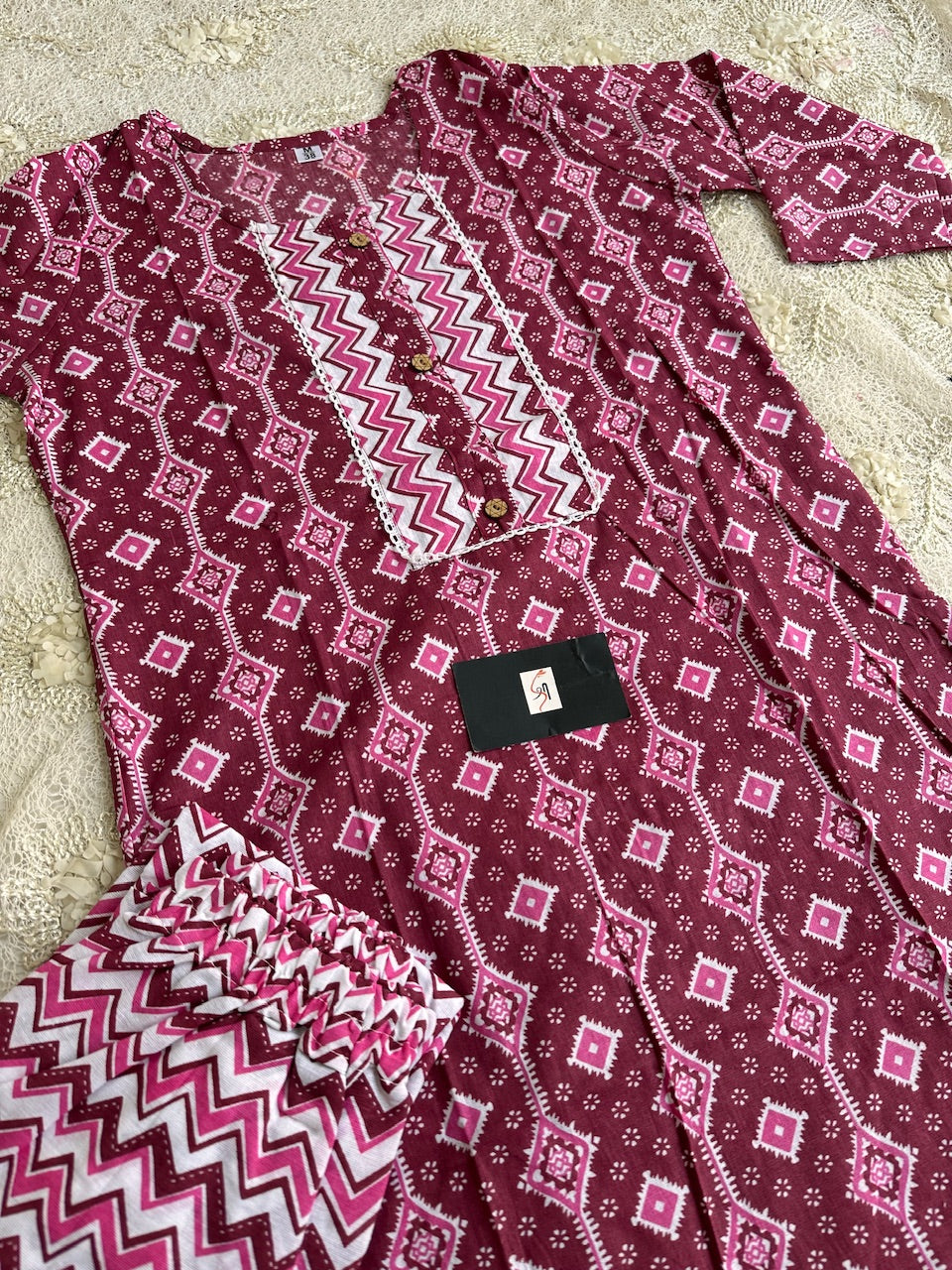 HandBlock Printed Cotton Kurta N Pant Set