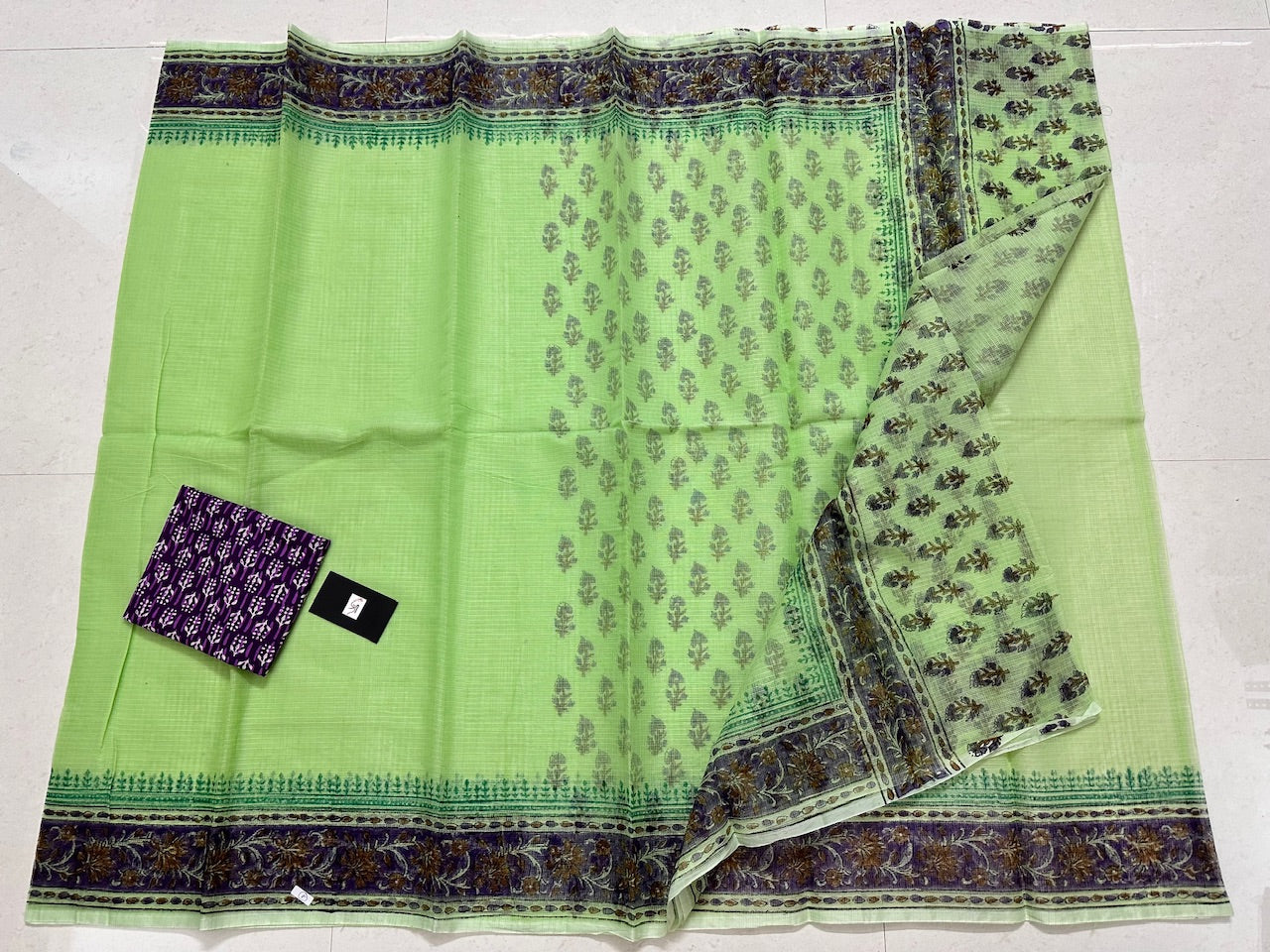 HandBlock Printed Kota Cotton Doria Saree